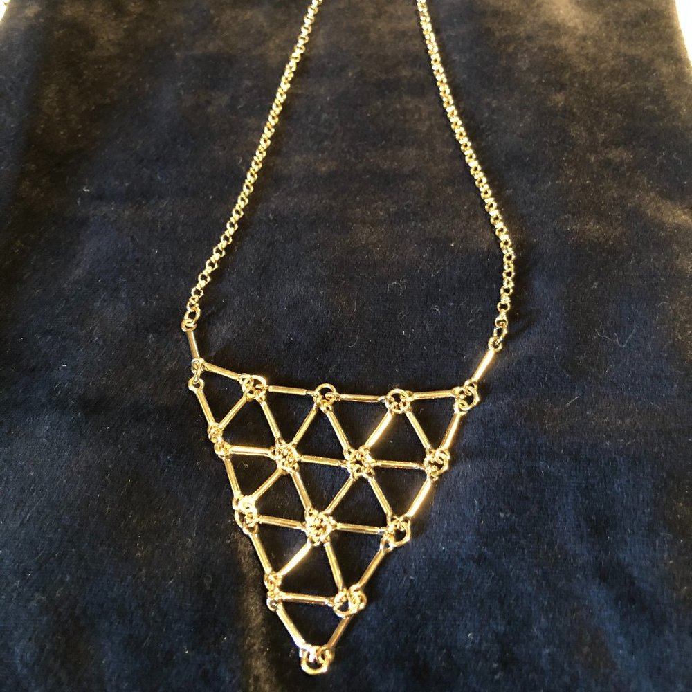 Vintage 24K Gold over SS Triangle Choker Necklace